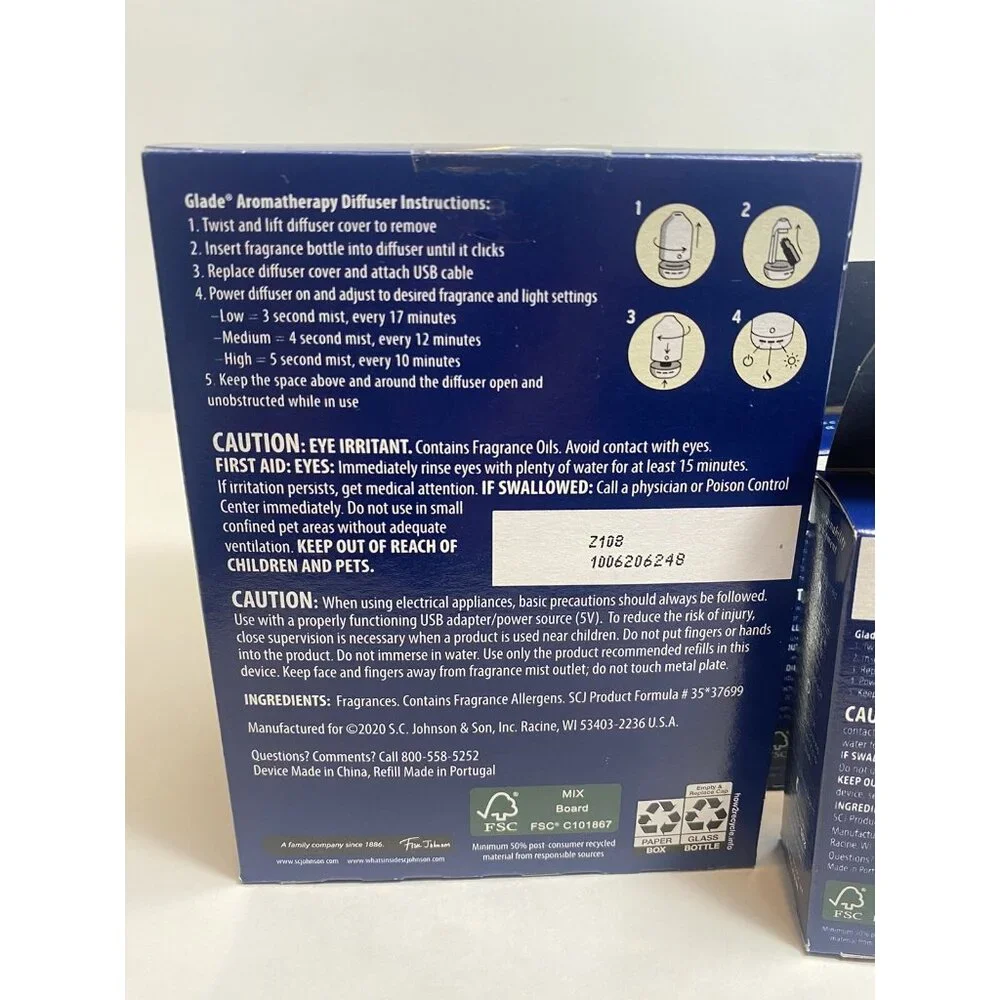 Glade Aromatherapy Essential Oil Diffuser & 3 Lavender & Sandalwood Refills *2B